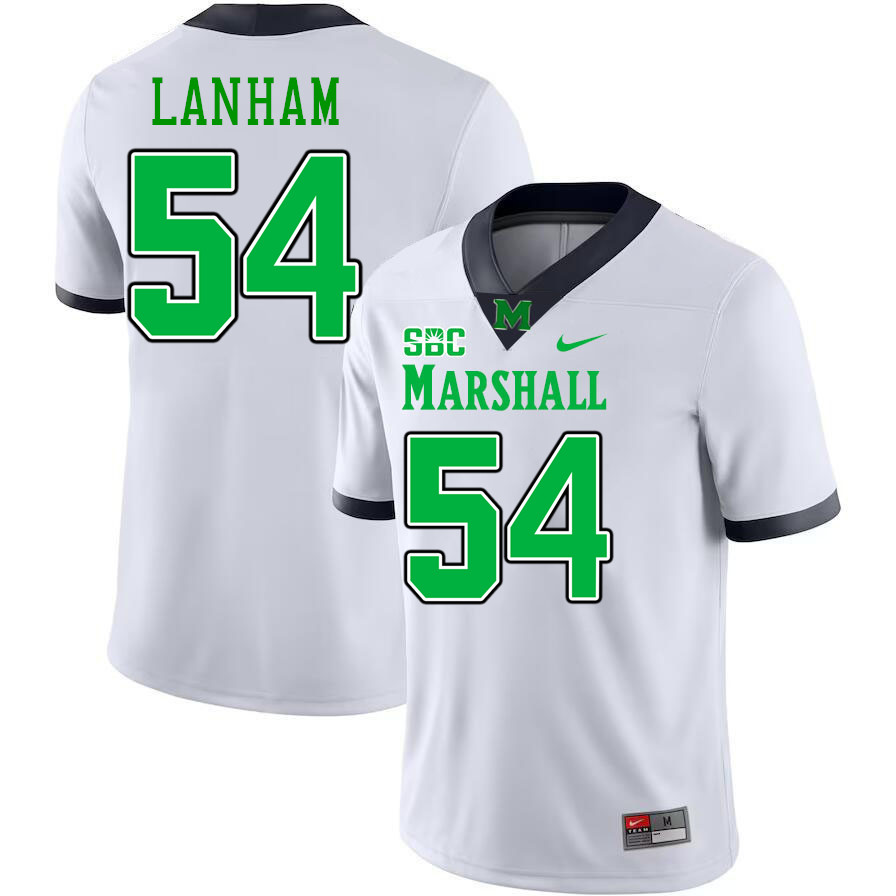 Marshall Thundering Herd #54 Drake Lanham College Football Jerseys Stitched-White Marshall Thundering Herd #54 Drake Lanham College Football Jerseys Stitched-White